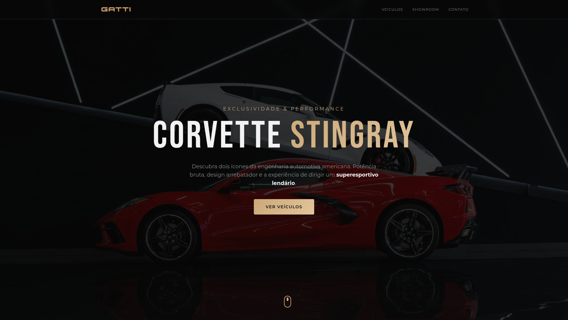 Landing page Corvette Stingray — Gatti Veículos
