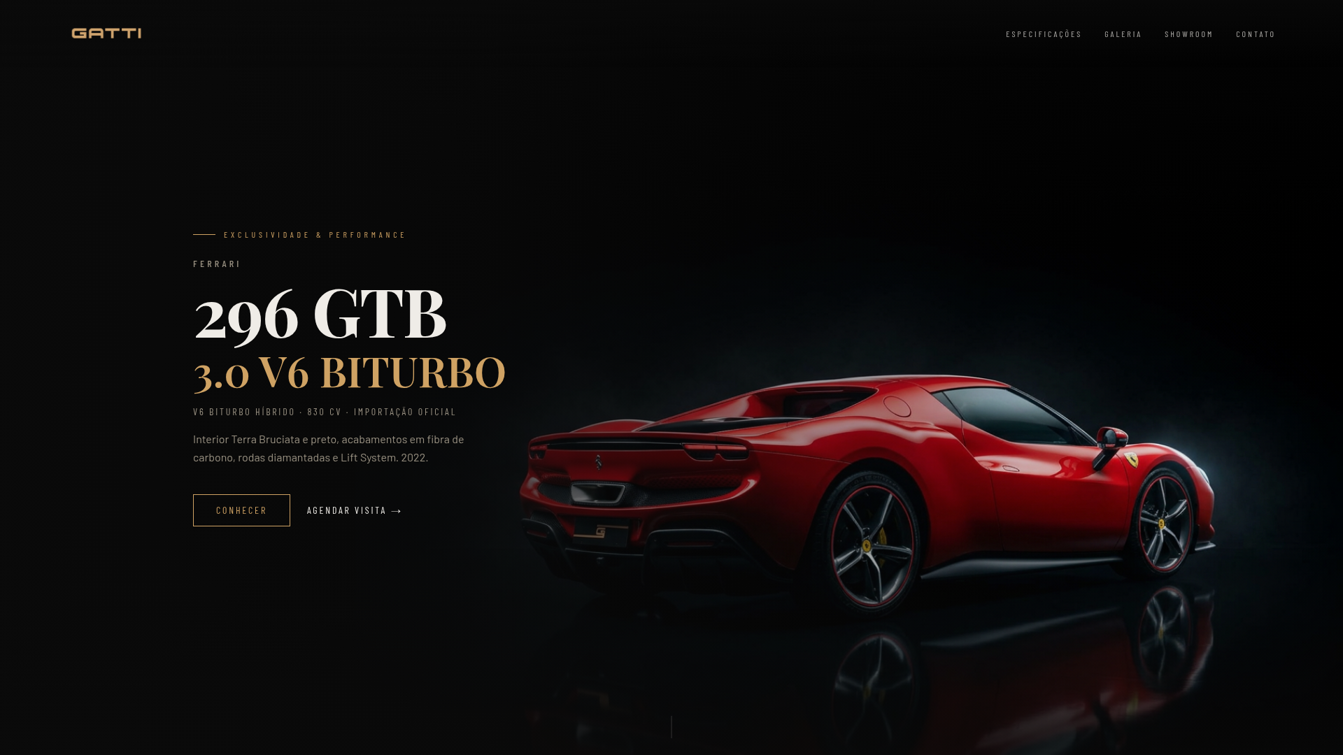 Landing page Ferrari 296 GTB — Gatti Veículos